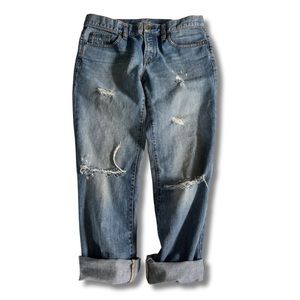 Ann Taylor Loft Women's Distressed Boyfriend Denim Jeans Blue Size 6
